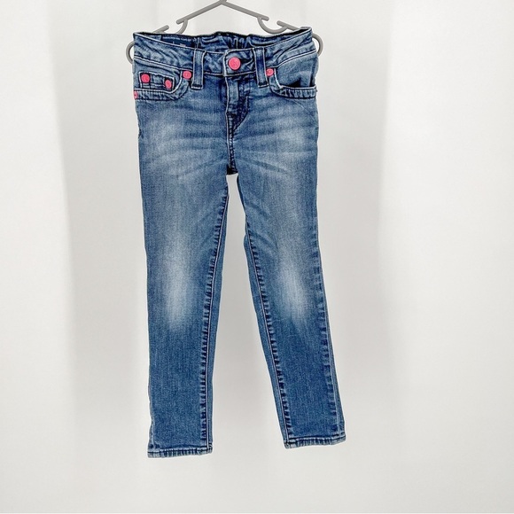 Girls True Religion Jeans with Pink Accents - Picture 1 of 6